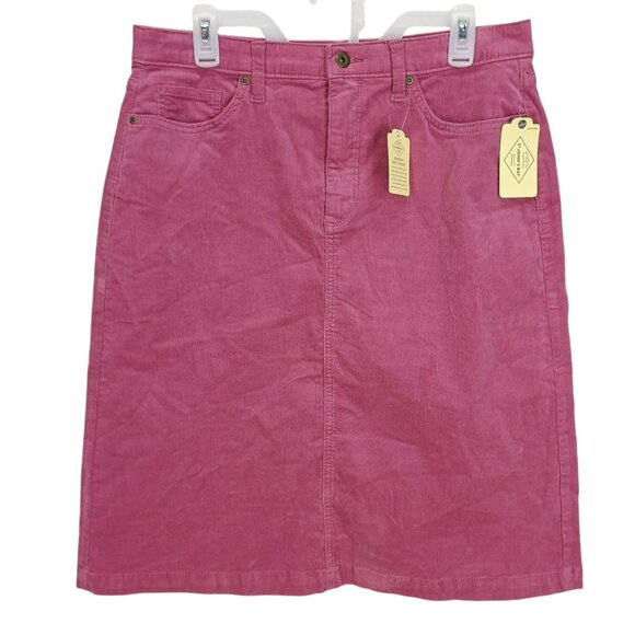 St Johns Bay Womens Bordeaux Rose Pink Corduroy Midi Skirt 12P - Picture 1 of 12
